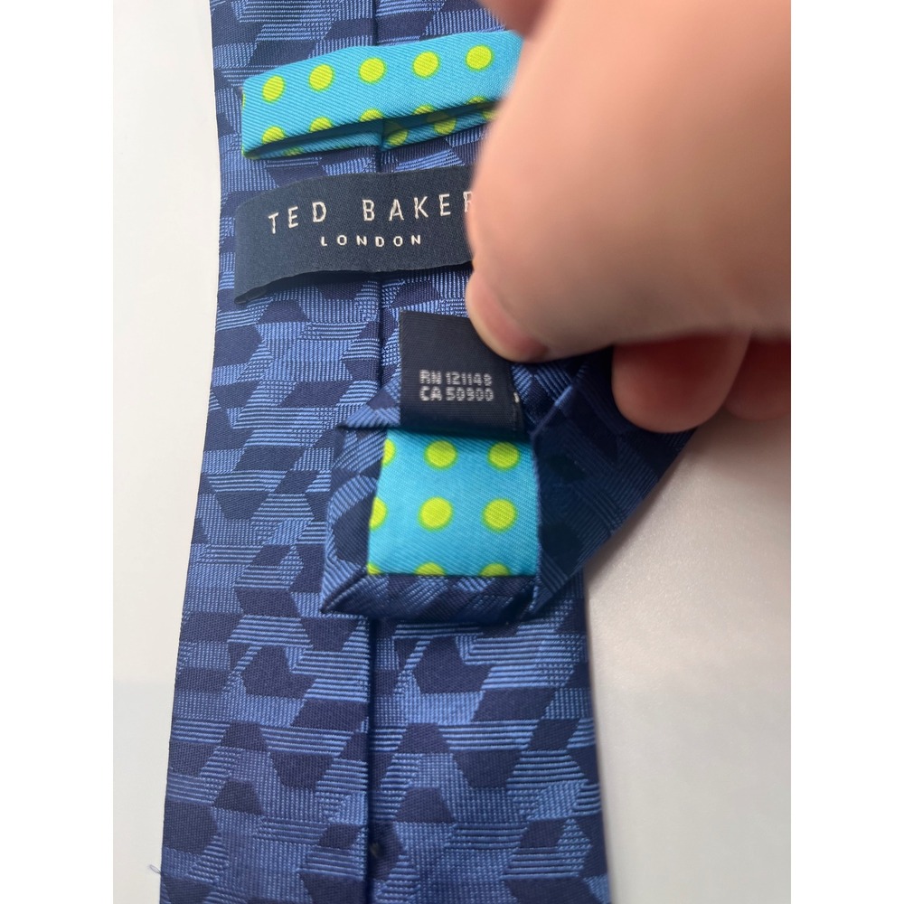 Ted Baker London Blue Geometric Silk Tie Mens - Picture 5 of 5